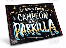 CARTEL MINI DIPLOMA DE HONOR CAMPEON DE LA PARRILLA (25 x 18) 