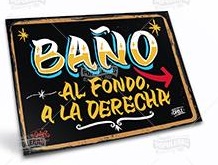 CARTEL MINI BAÑO AL FONDO (25 x 18) 