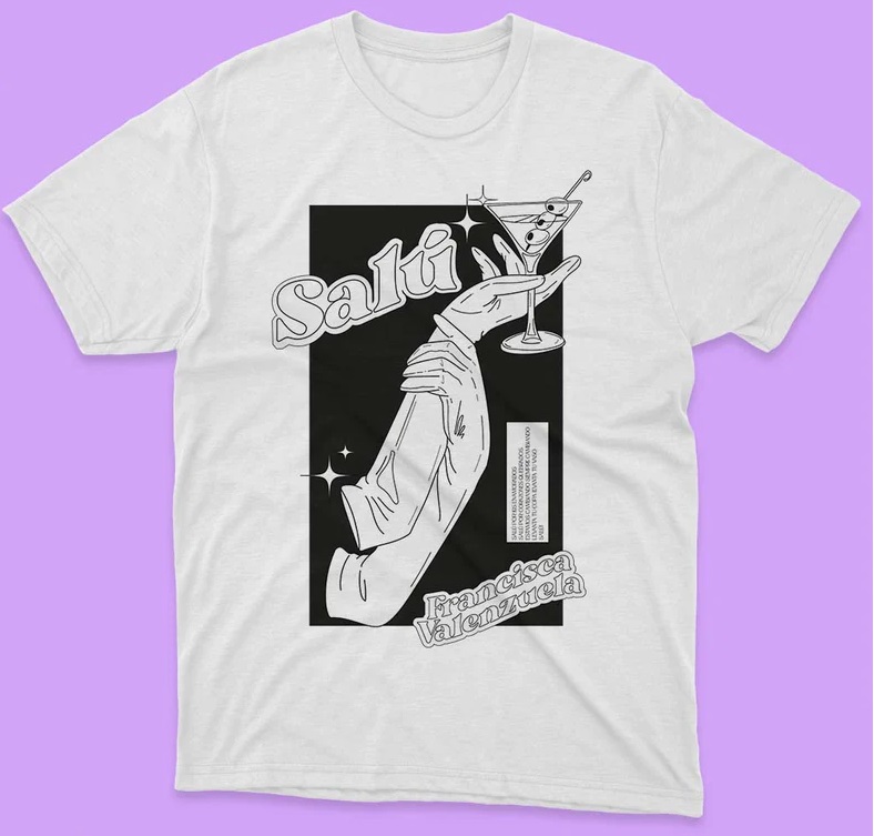 POLERA FRANCISCA VALENZUELA SALU BLANCA/NEGRO