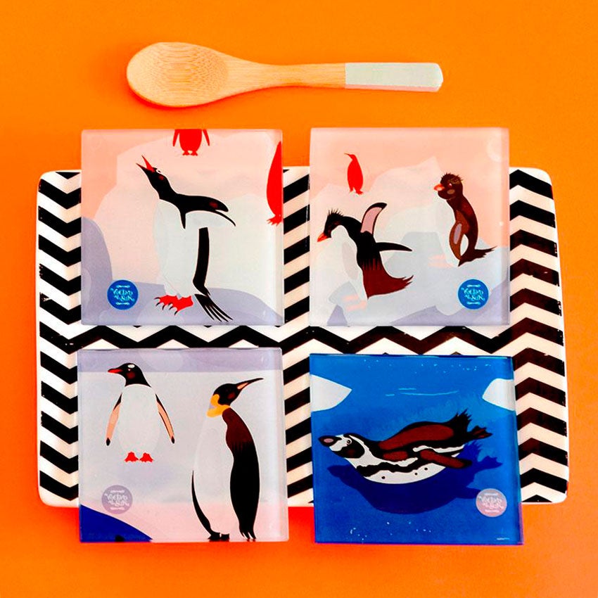 SET POSAVASOS CERAMICA PINGUINOS