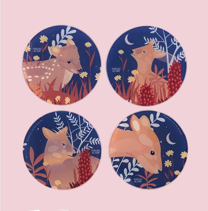 SET POSAVASOS CERAMICA PUDUES EN LA NOCHE (REDONDO)