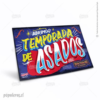 CARTEL GRANDE ABRIMOS TEMPORADA DE ASADOS (35 x 25)